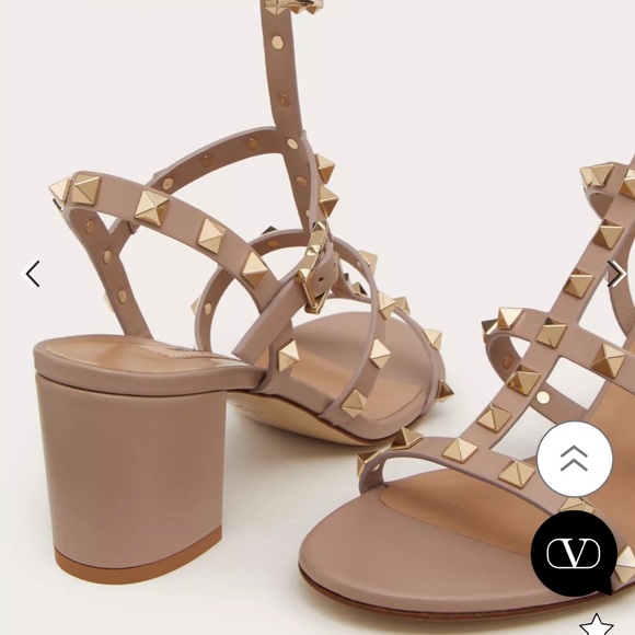 Valentino Garavani rockstud calfskin ankle strap sandal 60 mm skin color EU 35.5 - Picture 8 of 15